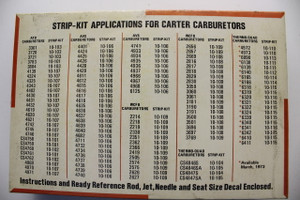 Carter 10-115 Strip Kit Thermo-Quad 6138 6139 Metering Rods Needle & Seats Jets