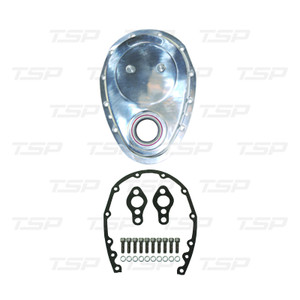 Small Block Chevy Polished Aluminum Timing Chain Cover Kit