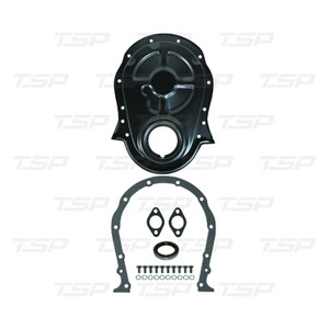 Big Block Chevy Mark IV 1 Piece Black Steel Timing Chain Cover Kit