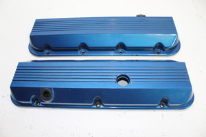 GM 10243313 10243314 Big Block Chevy 454 502 Aluminum Valve Covers Blue 