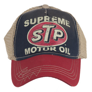 STP Trucker Hat Blue/Red/Beige Cotton/Polyester Adjustable Snap Back 