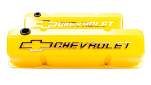 Proform 141-934 Small Block Chevy Yellow GM Licensed Tall Slant Edge Valve Covers