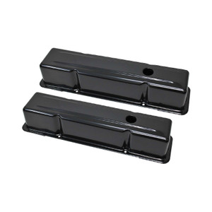 Small Block Chevy Perimeter-Bolt Tall Black Steel Valve Covers