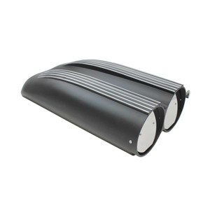 Black Finned Aluminum Dual Shotgun Opening Air Cleaner Hood Scoop Kit