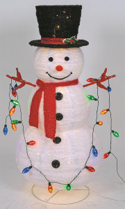 Collapsible Snowman Tinsel-Light Outdoor Christmas Decoration Display