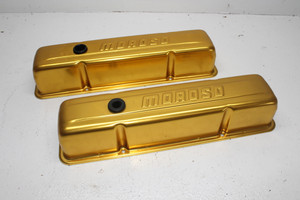 Moroso 68000 Small Block Chevy Aluminum Gold  Valve Covers NEW out of box