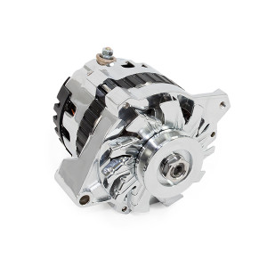 Chrome GM CS130 Style 160 Amp Alternator with V-belt Pulley 1 Wire