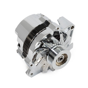 Chrome GM CS130 Style 160 Amp Alternator with Serpentine Pulley 1 Wire