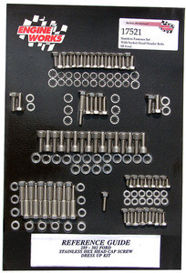 Stainless Steel Hex Engine Fastener Kit SB Ford w/Hdr Bolts 17521