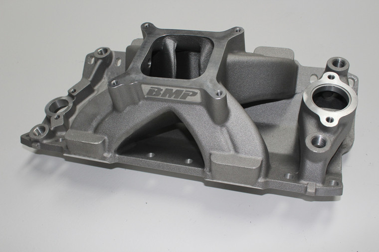 BMP 061041 Small Block Chevy Bowtie/Vortec Series Aluminum Intake Manifold 4150 Carb Flange