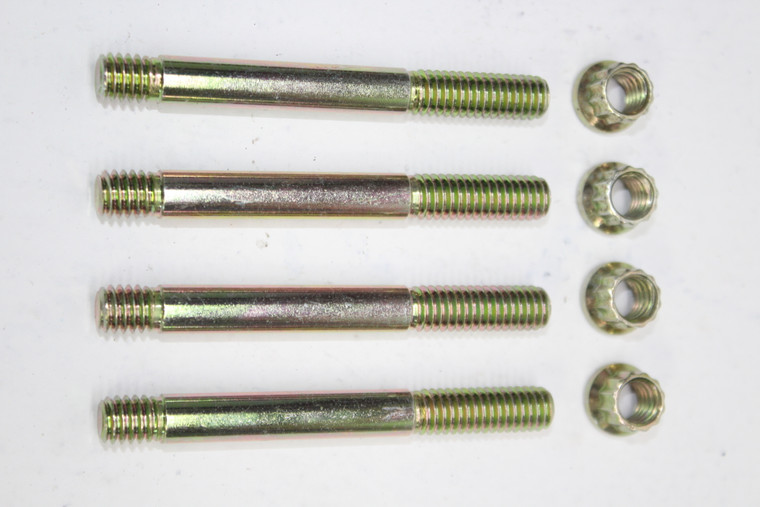 TGM Carburetor Studs 3" Gold Zinc 12pt Shoulder Nuts 5/16-18 Thread Set of 4 
