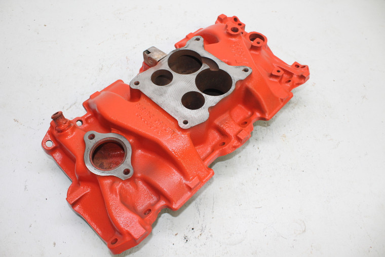 GM 3965577 Dual Plane Spread Bore Cast Iron Small Block Chevy Intake Manifold
