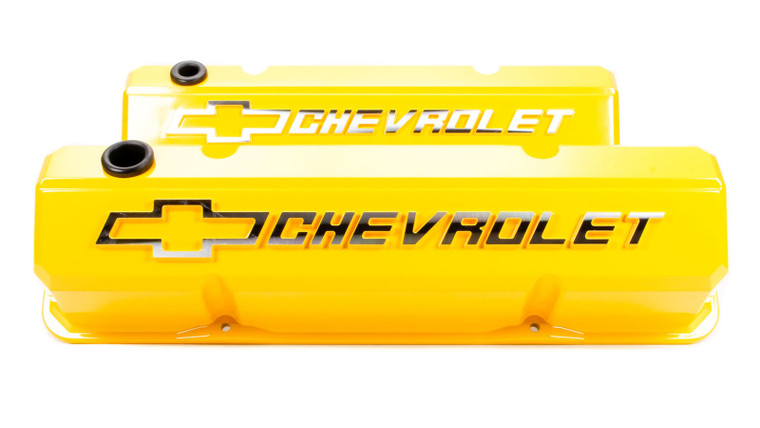 Proform 141-934 Small Block Chevy Yellow GM Licensed Tall Slant Edge Valve Covers