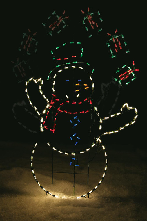 Juggling Snowman Animated LED Christmas Decoration Display 265 Lights 60" Height