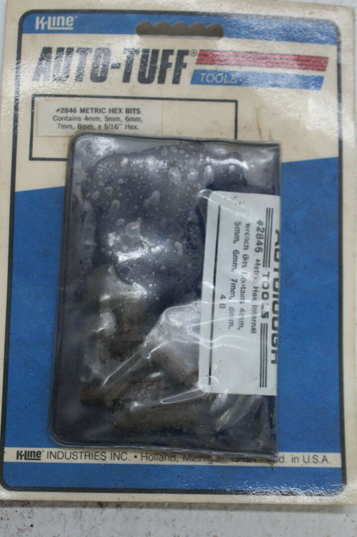 K-Line Industries Auto-Tuff 2846 Metric 5/16 Hex Bits 4mm 5mm 6mm 7mm 8mm Set