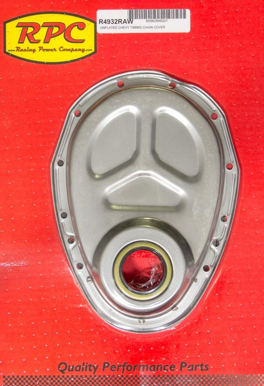 RPC R4932RAW Small Block Chevy Raw Steel Timing Chain Cover No Tab 283-350 
