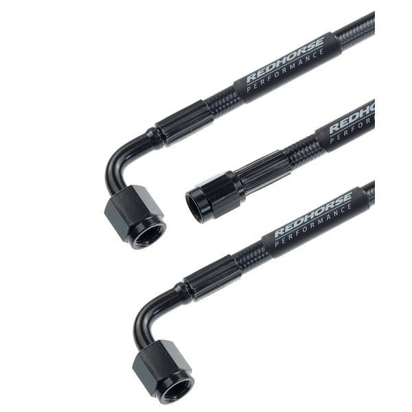 Straight -3AN / 90 Degree -3AN Black 18" Pre-Assembled Braided Brake Hose Line