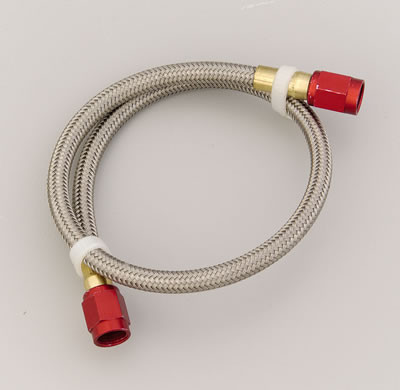 Engine Works 623012 12" -3AN Red Stainless Steel Braided Hose Female Ends