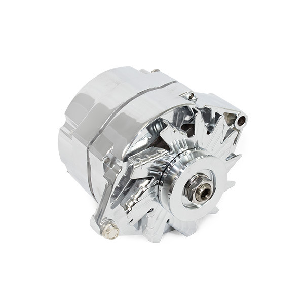 Chrome GM 10SI Style 110 Amp Alternator 1 or 3 Wire V Belt Internal Regulator