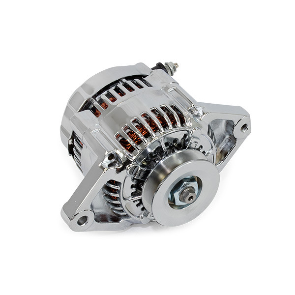 Chrome Nippondenso Style 90 Amp Mini Race Alternator 90 Amp V Belt 1 Wire 