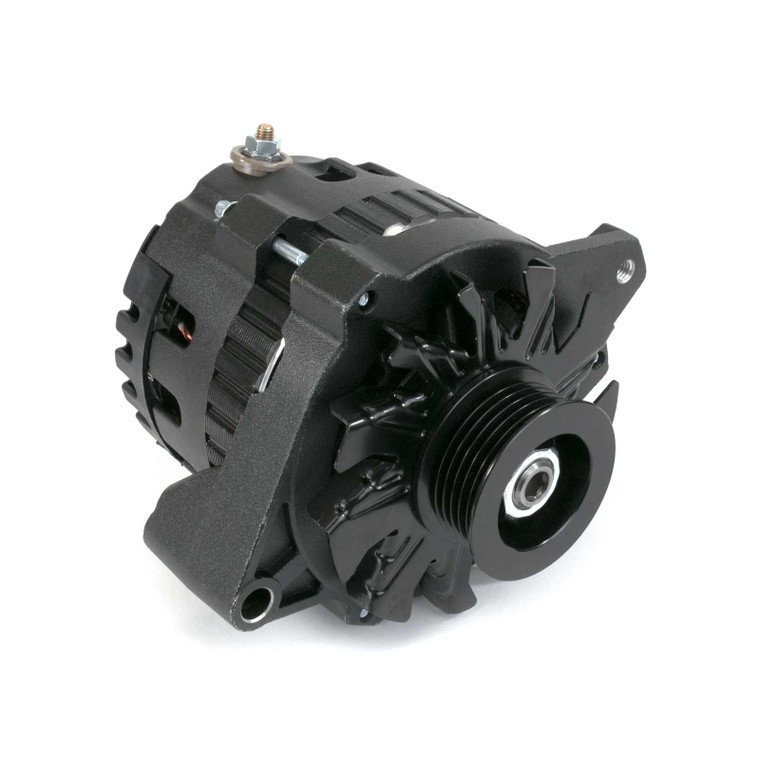 Black GM CS130 Style 160 Amp Alternator with Serpentine Pulley 1 Wire