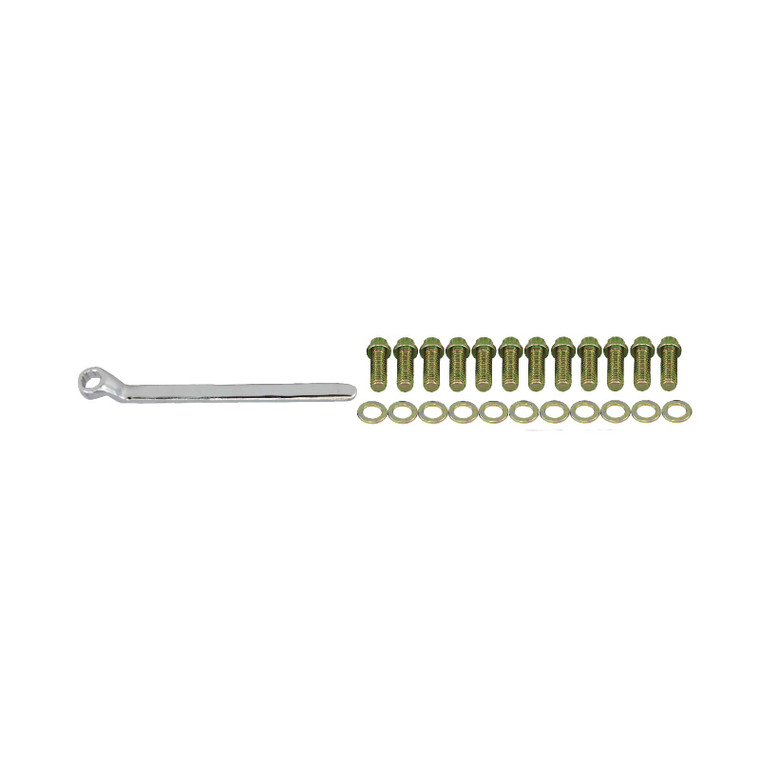 Small Block Chevy Gold Zinc 12-Point Intake Manifold Bolt Kit & Wrench
