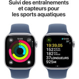Apple Watch Series 10 GPS - 42mm - Ασημί θήκη αλουμινίου - Αθλητικό λουράκι Denim - S/M (CDWAT1042SILSM-el)