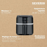 Φριτέζα χωρίς λάδι - SEVERIN FR2452 - 5L - Ρυθμιζόμενος χρόνος και θερμοστάτης - Μαύρο (CDSEV1705591566155-el)