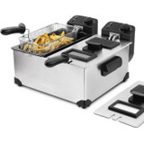 Hkoenig DFX600 - Φριτέζα διπλού κάδου 2x3l - 3600W - 2 ανεξάρτητοι θερμοστάτες - Αφαιρούμενα καλάθια - Αντιανεμιστήρες - γκρι φίλτρα - Ατσάλι (CDHKO3701335303190-el)