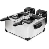 Hkoenig DFX600 - Φριτέζα διπλού κάδου 2x3l - 3600W - 2 ανεξάρτητοι θερμοστάτες - Αφαιρούμενα καλάθια - Αντιανεμιστήρες - γκρι φίλτρα - Ατσάλι (CDHKO3701335303190-el)