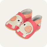 Chaussons bébé cuir souple Bisou d'éléphants 0 - 6 mois (ORDELE01 6-12 MOIS-el)