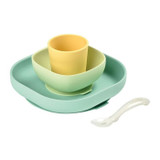 BEABA 4-piece silicone suction cup dish set - Yellow (CDBEA3384349134365)