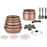 Induction cookware set - Arthur Martin - AM5865 - Aluminum - 18 pieces - Removable handle - All hobs including induction (CDAM5865)