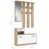 Pili Entrance Load with Scandinavian Mirror Decor Chene et Blanc - L 97 cm (CDFINFOXD011Q36F)