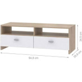 FINLANDEK Contemporary matt white HELPPO TV stand with oak effect - W 95 cm (CDFINBNT12Q36F)