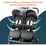 Bambisol - DS209 GREY BLACK - Διπλό καροτσάκι πλάι-πλάι | Για δίδυμα από τη γέννηση, εξαιρετικά συμπαγές πτυσσόμενο | Μαύρο γκρι (CDAAABF79787-el)