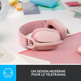 Logitech - Ελαφρύ ασύρματο κράνος ακρόασης με μικροαντιθορυβική προστασία φόντου - Vibe 100 - ζώνη Rose - ροζ (CDLOG981001224-el)