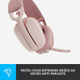 Logitech - Ελαφρύ ασύρματο κράνος ακρόασης με μικροαντιθορυβική προστασία φόντου - Vibe 100 - ζώνη Rose - ροζ (CDLOG981001224-el)