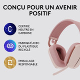 Logitech - Ελαφρύ ασύρματο κράνος ακρόασης με μικροαντιθορυβική προστασία φόντου - Vibe 100 - ζώνη Rose - ροζ (CDLOG981001224-el)