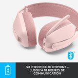Logitech - Ελαφρύ ασύρματο κράνος ακρόασης με μικροαντιθορυβική προστασία φόντου - Vibe 100 - ζώνη Rose - ροζ (CDLOG981001224-el)