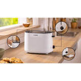 Τοστιέρα - BOSCH - TAT2M121 MyMoment - Λευκό - 2 φέτες - αυτόματη κεντράρισμα ψωμιού - λειτουργίες απόψυξης και αναθέρμανσης (CDBOS1708476119189-el)