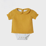 OrganicEra Οργανική μουσελίνα PeterPan Collar Shirt Body, Μουστάρδα 0-3M (ORD2343556138970-el)