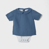OrganicEra Organic Muslin Shirt Body, Indigo 0-3M (ORD2343556138680-el)