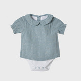OrganicEra Οργανική μουσελίνα PeterPan Collar Shirt Body, Aqua & Glitter 0-3M (ORD2343556138581-el)
