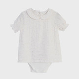 OrganicEra Οργανική μουσελίνα PeterPan Collar Shirt Body, Λευκό & Glitter 0-3M (ORD2343556138543-el)
