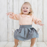 OrganicEra Βιολογική μουσελίνα Peter Pan Collar Bodysuit Μπλούζα, Σολομός 12-18M (ORD8684166168525-el)