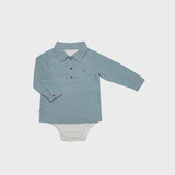 OrganicEra Organic Muslin Boy's Bodysuit Shirt, Aqua 12-18M (ORD8684166168464-el)