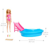 Κούκλα Barbie και αξεσουάρ - Σετ ξανθιάς κούκλας με πισίνα ονείρου HRJ74 (CDMATHRJ74-el)