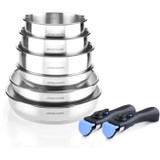 ARTHUR MARTIN AM5538 - 8-piece stainless steel cookware set: 3 pans, 3 saucepans, 2 handles - All hobs including induction (CDAM5538)