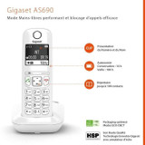 GIGASET Σταθερό τηλέφωνο AS690 Trio Λευκό (CDGIG4250366854670-el)